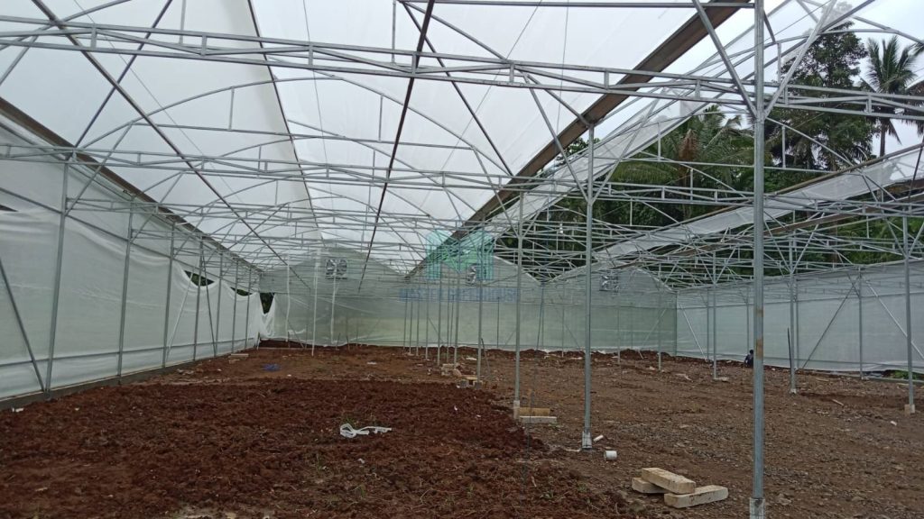 Pemasangan Plastik UV Greenhouse Melon Tabanan Bali